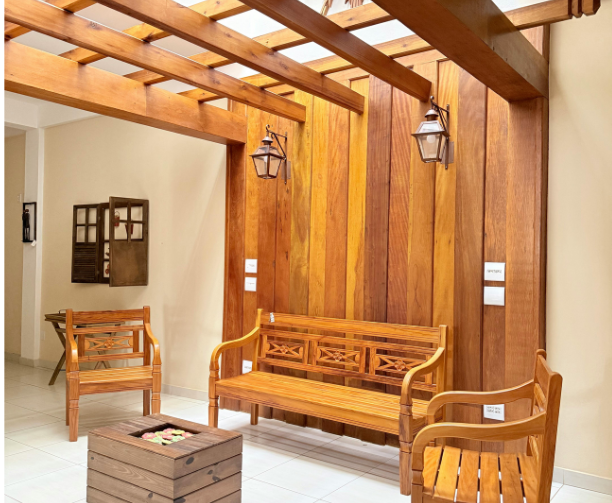 Premium wood front door in a modern interior
